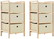 Storage shelf with 3 fabric baskets 2 pcs beige cedar wood 276231 - Chest of Drawers
