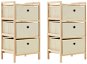 Storage shelf with 3 fabric baskets 2 pcs beige cedar wood 276231 - Chest of Drawers