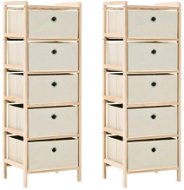 Storage shelf with 5 fabric baskets 2 pcs beige cedar wood 276232 - Chest of Drawers