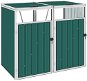 Double bin shelter green 143 x 81 x 121 cm steel 46277 - Bin Shed