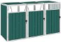 Triple bin shelter green 213 x 81 x 121 cm steel 46281 - Bin Shed