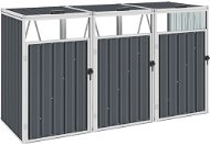 Triple bin shelter grey 213 x 81 x 121 cm steel 46282 - Bin Shed