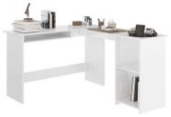 Rohový písací stôl biely vysoký lesk 120 × 140 × 75 cm drevotrieska 800753 - Písací stôl