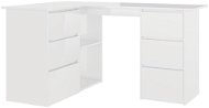 Rohový písací stôl biely vysoký lesk 145 × 100 × 76 cm drevotrieska 801095 - Písací stôl