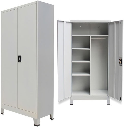 Locking cabinet with 2 doors steel 90x40x180 cm grey 20154 - Office Drawer - Main image