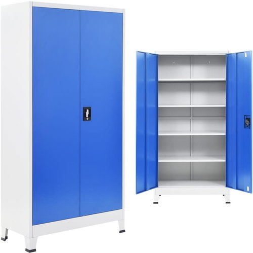 Office cabinet 90 x 40 x 180 cm grey-blue 245976 - Office Drawer - Main image