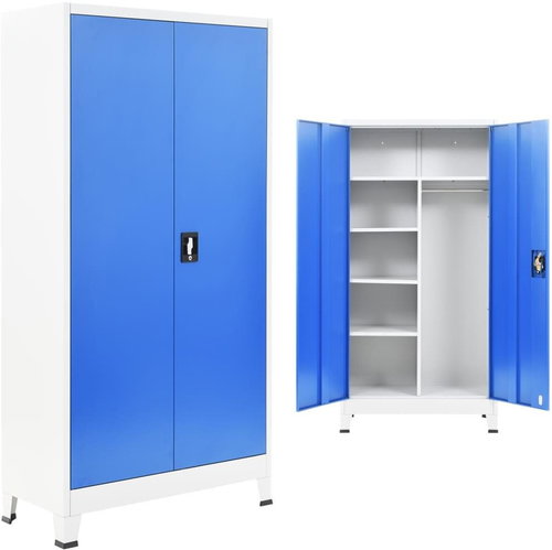 SHUMEE steel, lockable with 2 doors 90 x 40 x 180 cm, grey-blue - Office Drawer - Main image