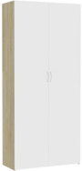 Storage cabinet white and sonoma oak 80 x 35,5 x 180 cm chipboard 800005 - Wardrobe