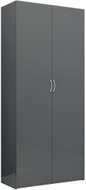 Storage cabinet grey with high gloss 80x35,5x180 cm chipboard 800008 - Wardrobe