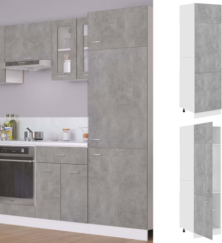 Shumee Kitchen cabinet for built-in fridge 802542 concrete grey - Cupboard - Main image
