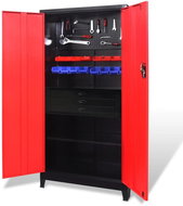 Workshop cabinet with tool box steel 90x40x180 cm red-black 3054555 - Wardrobe