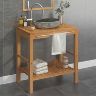 Bathroom cabinet made of teak wood and sink made of river stone - Bathroom Cabinet