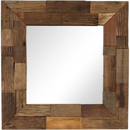Zrcadlo masivní recyklované dřevo 50 x 50 cm - Mirror - Main image