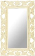 Ručně vyřezávané zrcadlo bílé 80 x 50 cm masivní mangovník - Zrcadlo