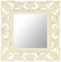 Ručně vyřezávané zrcadlo bílé 50 x 50 cm masivní mangovník - Zrcadlo