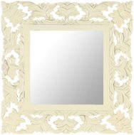 Ručne vyrezávané zrkadlo biele 50 × 50 cm masívny mangovník - Zrkadlo