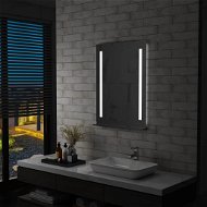 Koupelnové nástěnné zrcadlo s LED světlem a policí 60 x 80 cm - Zrcadlo