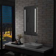 Koupelnové nástěnné zrcadlo s LED světlem a policí 60 x 100 cm - Zrcadlo