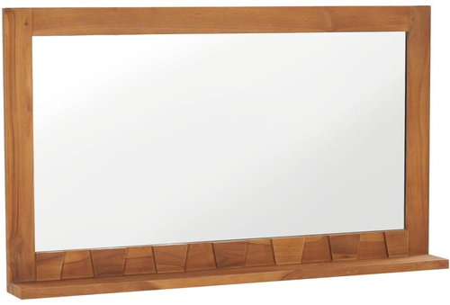 Nástěnné zrcadlo s policí 100 x 12 x 60cm masivní teakové dřevo - Zrcadlo - Main image