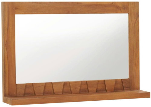 Nástěnné zrcadlo s policí 60 x 12 x 40 cm masivní teakové dřevo - Mirror - Main image