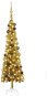 Úzký vánoční stromek s LED diodami a sadou koulí zlatý 120 cm - Vánoční stromek