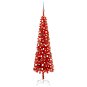 Úzký vánoční stromek s LED diodami a sadou koulí červený 240 cm - Vánoční stromek