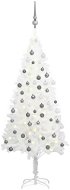 Umělý vánoční stromek s LED diodami a sadou koulí bílý 120 cm - Vánoční stromek