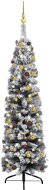 Úzký umělý vánoční stromek s LED a sadou koulí zelený 150 cm - Vánoční stromek