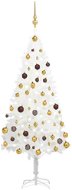 Umělý vánoční stromek s LED diodami a sadou koulí bílý 150 cm - Vánoční stromek