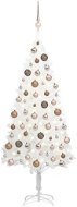 Umělý vánoční stromek s LED diodami a sadou koulí bílý 150 cm  - Vánoční stromek