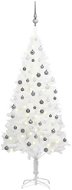 Umělý vánoční stromek s LED diodami a sadou koulí bílý 150 cm - Vánoční stromek