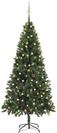 Umělý vánoční stromek s LED diodami a sadou koulí zelený 210 cm - Vánoční stromek