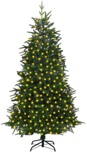 Umělý vánoční stromek s LED diodami zelený 210 cm PVC a PE - Vánoční stromek - Main image
