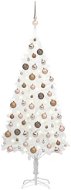 Umelý vianočný stromček s LED diódami a sadou gúľ biely 180 cm - Vianočný stromček
