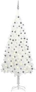 Umělý vánoční stromek s LED diodami a sadou koulí bílý 210 cm - Vánoční stromek