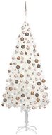 Umelý vianočný strom s LED diódami a sadou gúľ biely 210 cm - Vianočný stromček