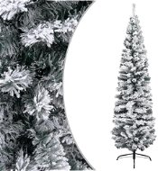 Úzky umelý vianočný stromček zasnežený zelený 180 cm PVC - Vianočný stromček