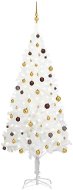 Umelý vianočný stromček s LED diódami a súpravou gulí biely 240 cm - Vianočný stromček