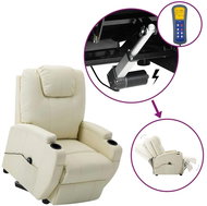 Zvedací polohovací křeslo krémové umělá kůže, 3098122 - Křeslo