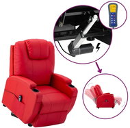 Zvedací polohovací křeslo červené umělá kůže, 3098126 - Křeslo