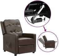 Zvedací polohovací křeslo hnědé lesklá umělá kůže, 3093352 - Křeslo