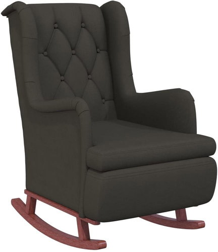 Rocking chair with rubberwood legs dark grey velvet, 329396 - Rocking Chair - Main image
