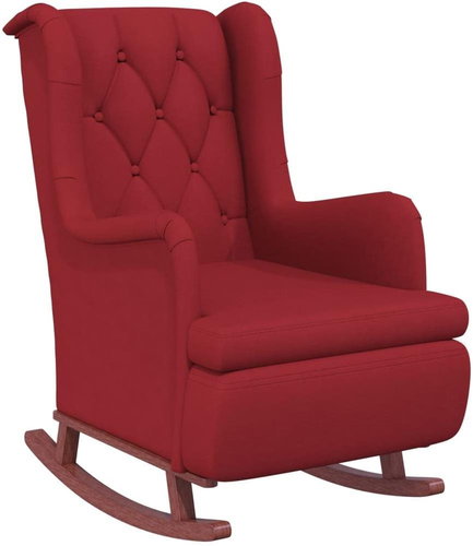 Rocking chair with rubberwood legs burgundy velvet, 329400 - Rocking Chair - Main image