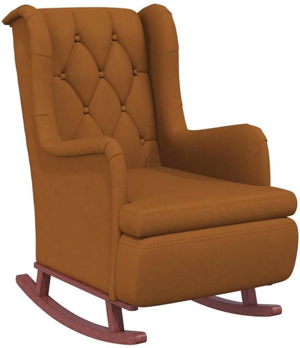 Rocking chair with rubberwood legs brown velvet, 329403 - Rocking Chair - Main image