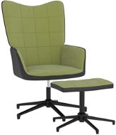 Relaxační křeslo se stoličkou světle zelené samet a PVC, 327845 - Křeslo