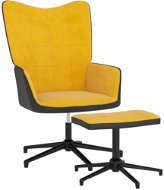Relaxační křeslo se stoličkou hořčicově žluté samet a PVC, 327849 - Křeslo