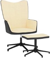 Relaxační křeslo se stoličkou krémově bílé samet a PVC, 327851 - Křeslo