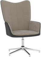 Relaxační křeslo světle šedé samet a PVC, 327853 - Křeslo