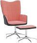 Relaxačné kreslo so stoličkou ružové zamat a PVC, 327868 - Kreslo
