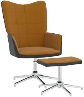 Relaxačné kreslo so stoličkou hnedé zamat a PVC, 327872 - Kreslo